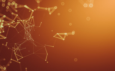 Abstract polygonal space low poly dark background, 3d rendering