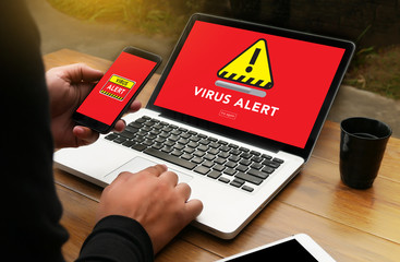 Virus Alert Warning Digital Browsing Firewall Hacker Protection Concept