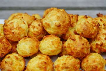 Plate of French gougeres cheese puff choux