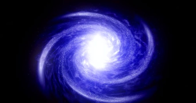 Rotating Blue Energy Galaxy With Stardust Spiral Animated 4k Rendered Background Video.