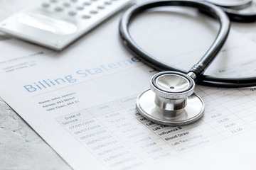 billing statement for for medical service in doctor's office background