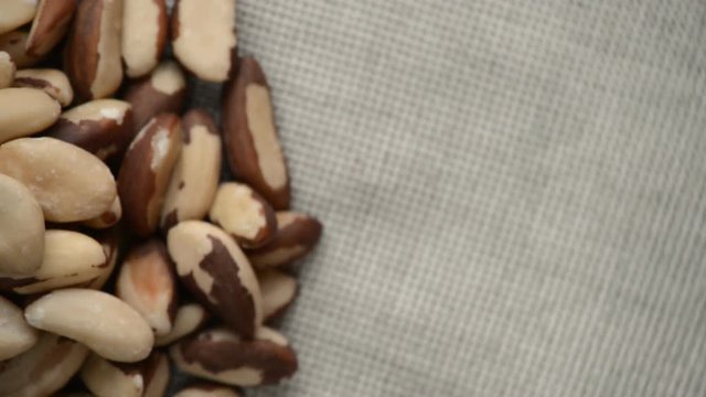 The brazil nut rotates on the turntable.
