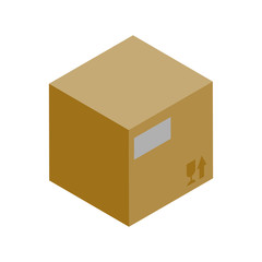 Cardboard box isometric icon. Global or local shipping service vector illustration isolated on white background.