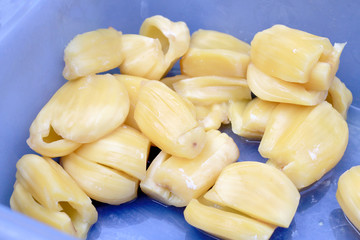 Piece of sweet yellow Jackfruit,Tropical fruit. © narin_nonthamand