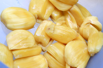Piece of sweet yellow Jackfruit,Tropical fruit. © narin_nonthamand