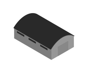 Isometric icon with warehouse building. Global or local shipping service vector illustration isolated on white background.