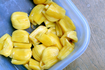 Piece of sweet yellow Jackfruit,Tropical fruit.