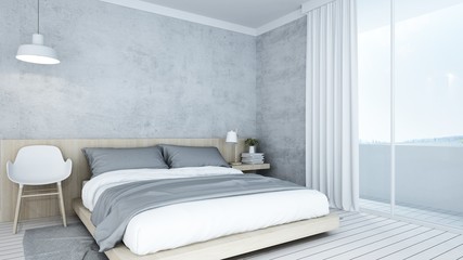 3D Rendering corner interior bedroom space and view nature