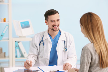 Beautiful young woman at doctor's office