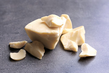Aromatic cocoa butter on table