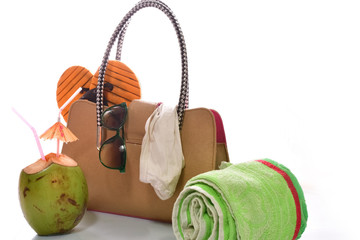 Beach equipment on isolated white 