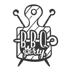 Barbecue party label, logo and emblem vector templates isolated on white background. Steak house restaurant menu design element