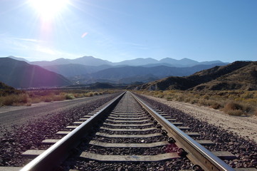 Looking Down the Tracks at Cajon Pass
