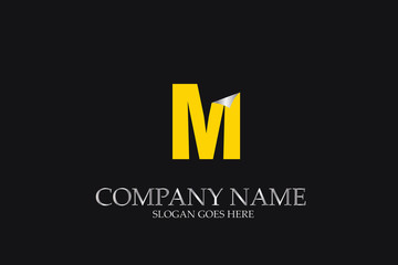 M Letter  yellow logo alphabet