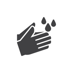 Wash hands icon vector, filled flat sign, solid pictogram isolated on white. Hygiene symbol, logo illustration. Pixel perfect