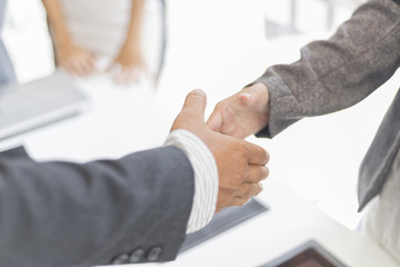 Business partnership handshake for deal business project, Business success concept