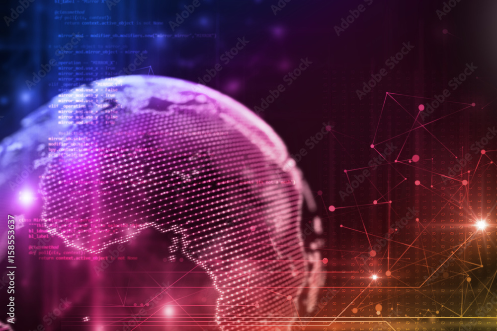 Poster 3d rendering of earth futuristic technology