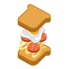 Sandwich burger fast food ingredients constructor fastfood vector flat icon
