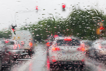 car traffic on a rainy day
