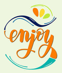 Enjoy - Lettering logo colorful and beautifully designed for postcards, t-shirts, cards, posters, invitation designs.