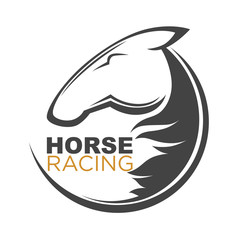 Horse racing logotype isolated illustration with animal outline