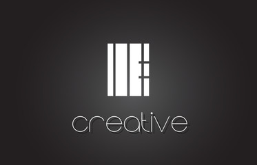 E Letter Logo Design With White and Black Lines.