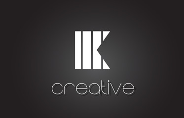 K Letter Logo Design With White and Black Lines.