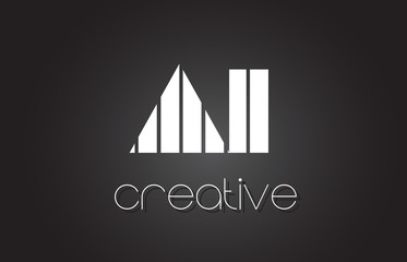 AI A I Letter Logo Design With White and Black Lines.