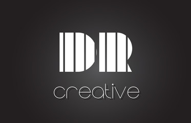 DR D R Letter Logo Design With White and Black Lines.