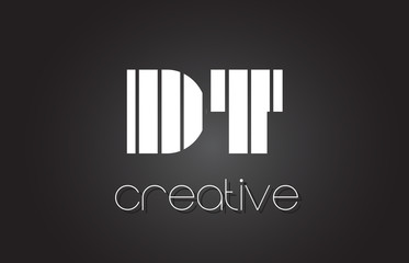 DT D T Letter Logo Design With White and Black Lines.
