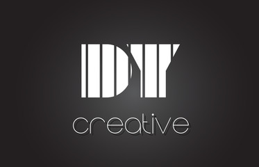 DY D Y Letter Logo Design With White and Black Lines.