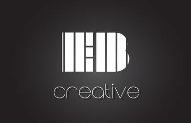 EB E B Letter Logo Design With White and Black Lines.