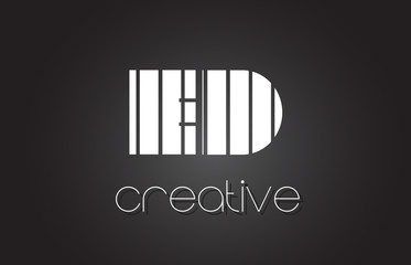 ED E D Letter Logo Design With White and Black Lines.