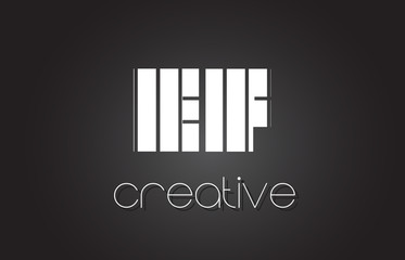EF E F Letter Logo Design With White and Black Lines.