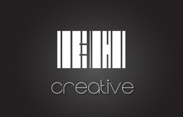 EH E H Letter Logo Design With White and Black Lines.