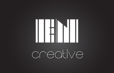 EN E N Letter Logo Design With White and Black Lines.