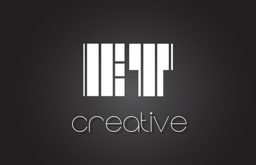 ET E T Letter Logo Design With White and Black Lines.