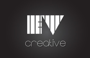 EV E V Letter Logo Design With White and Black Lines.