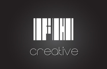 FH F H Letter Logo Design With White and Black Lines.