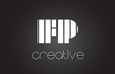 FP F P Letter Logo Design With White and Black Lines.