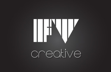 FV F V Letter Logo Design With White and Black Lines.