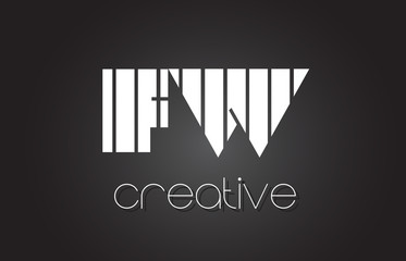 FW F W Letter Logo Design With White and Black Lines.