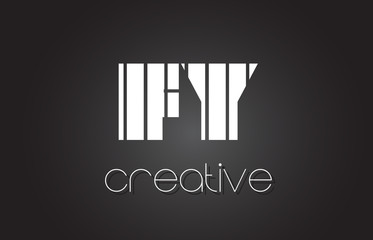 FY F Y Letter Logo Design With White and Black Lines.