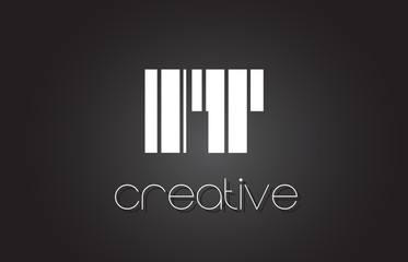 IT I T Letter Logo Design With White and Black Lines.
