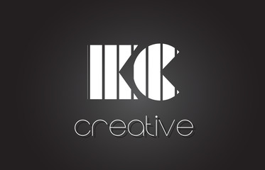 KC K C Letter Logo Design With White and Black Lines.