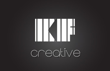 KF K F Letter Logo Design With White and Black Lines.