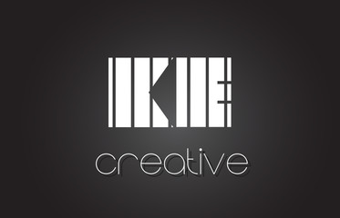 KE K E Letter Logo Design With White and Black Lines.