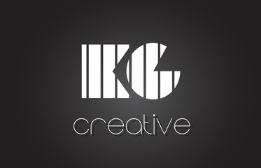 KG K G Letter Logo Design With White and Black Lines.