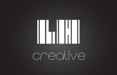 LH L H Letter Logo Design With White and Black Lines.
