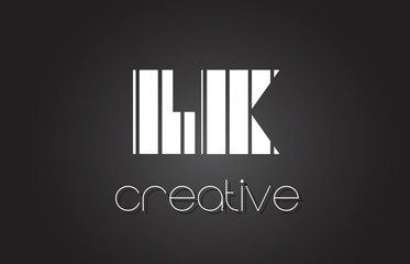 LK L K Letter Logo Design With White and Black Lines.